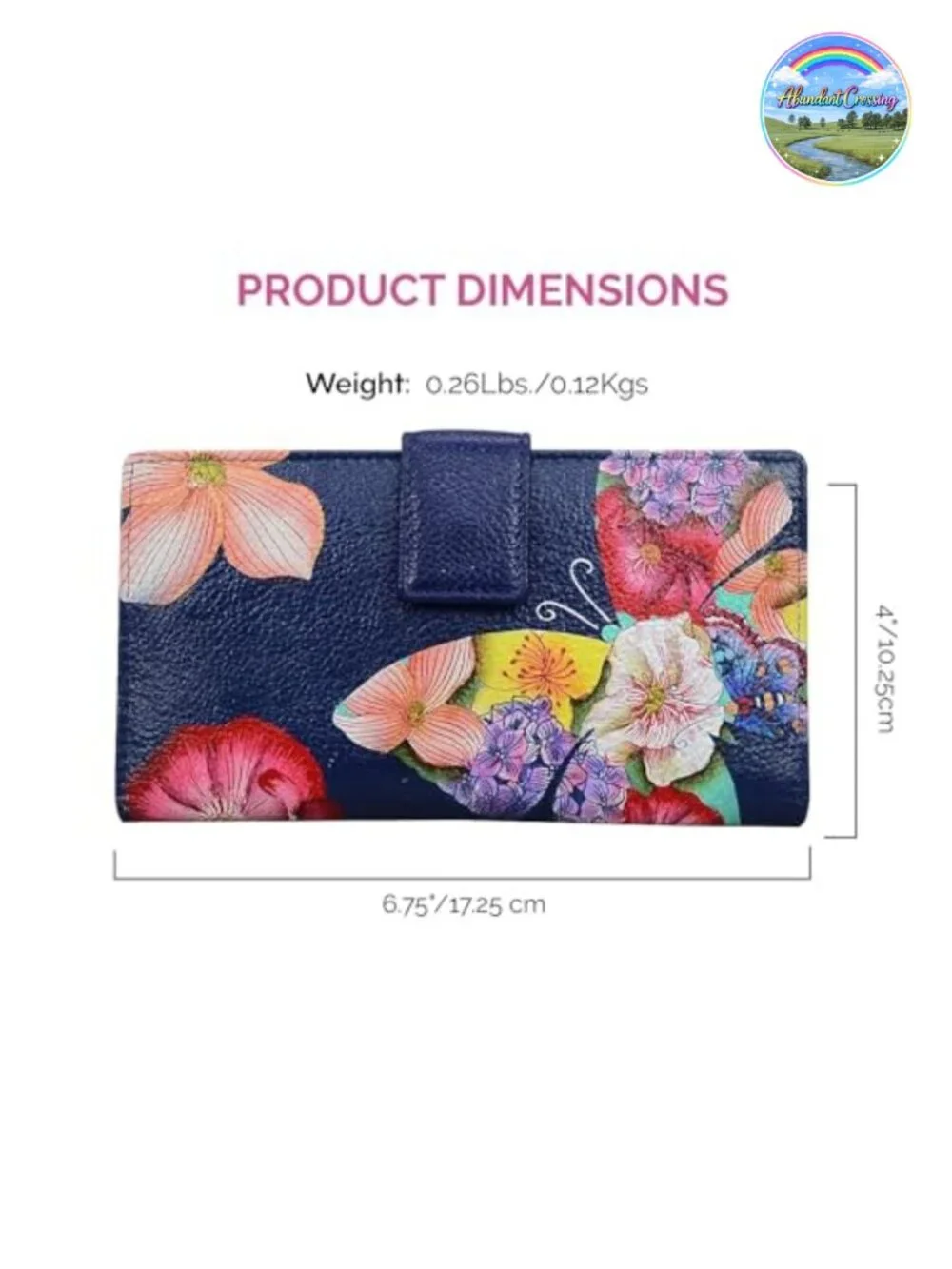 Hand Painted Genuine Leather Two Fold Organizer Wallet, 10 Card Slots, Snap